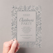 Elegant Silver Botanicals Christmas Party アクリル招待状 (インサイチュ (ポータブル))
