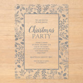 Elegant Silver Botanicals Christmas Party アクリル招待状 (正面)