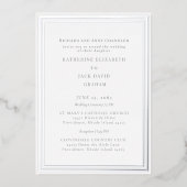 Elegant Silver Bride Parents 2 Venue Silver 箔招待状 (正面)