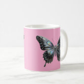Elegant Silver Butterfly with Open Wings コーヒーマグカップ (正面右)