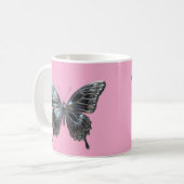 Elegant Silver Butterfly with Open Wings コーヒーマグカップ (正面左)