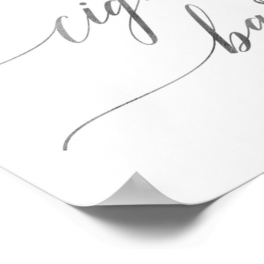 Elegant Silver Calligraphy Cigar Bar Horizontal ポスター (角)