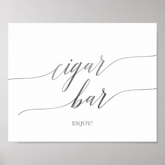 Elegant Silver Calligraphy Cigar Bar Horizontal ポスター (正面)