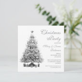 Elegant Silver Christmas Tree Holiday Party  招待状 (スタンド正面)