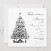 Elegant Silver Christmas Tree Holiday Party  招待状 (正面)