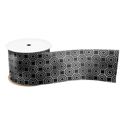 Elegant Silver Concentric Circle Art Deco サテンリボン (リール)
