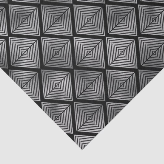 Elegant Silver Diamond Illusion  Art Deco Pattern 薄葉紙 (詳細)