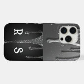 💎 Elegant Silver Drip Monogram Custom Name iPhoneケース (裏面横)