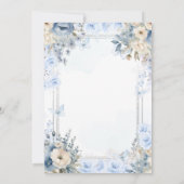 Elegant Silver & Dusty Blue Roses 80th Birthday 招待状 (裏面)