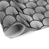Elegant Silver Fan Grid Art Deco Pattern ラッピングペーパー (ロールコーナー)