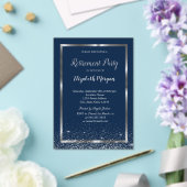 Elegant Silver Frame Navy Confetti Retirement アクリル招待状 (インサイチュ (ウェディング))