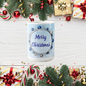 Elegant Silver Frame on Light Blue コーヒーマグカップ