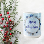 Elegant Silver Frame on Light Blue コーヒーマグカップ