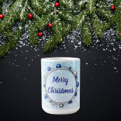 Elegant Silver Frame on Light Blue コーヒーマグカップ