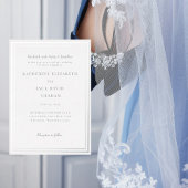 Elegant Silver Frame Wedding Bride Parents Silver 箔招待状