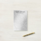 Elegant Silver Glitter Monogram Personalized Name  ポストイット (デスク上)