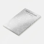 Elegant Silver Glitter Monogram Personalized Name  ポストイット (アングル)
