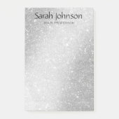 Elegant Silver Glitter Monogram Personalized Name  ポストイット (正面)