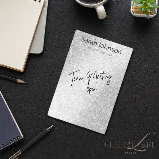 Elegant Silver Glitter Monogram Personalized Name  ポストイット