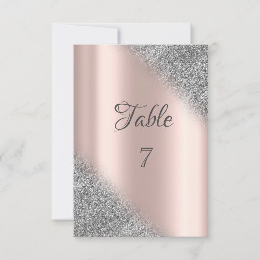 Elegant silver glitter ombre rose gold table 招待状 (正面)