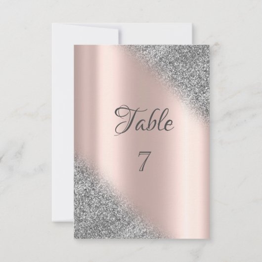 Elegant silver glitter ombre rose gold table 招待状 (裏面)