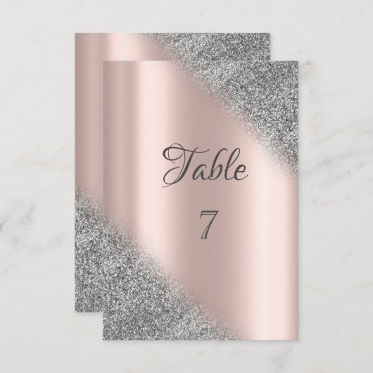 Elegant silver glitter ombre rose gold table 招待状 (正面/裏面)