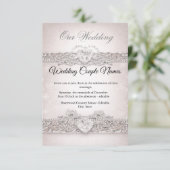 Elegant Silver Heart Wedding Invitations 招待状 (スタンド正面)