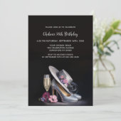 Elegant Silver High Heel Shoes Birthday Party 招待状 (スタンド正面)