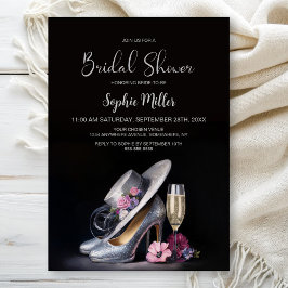 Elegant Silver High Heel Shoes Bridal Shower 招待状