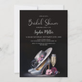 Elegant Silver High Heel Shoes Bridal Shower 招待状 (正面)