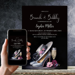 Elegant Silver High Heel Shoes Brunch and Bubbly 招待状