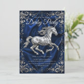 Elegant Silver Horse Derby Party Invitation with N 招待状 (スタンド正面)