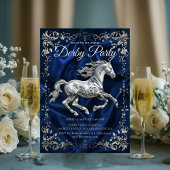 Elegant Silver Horse Derby Party Invitation with N 招待状