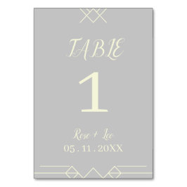 Elegant Silver & Ivory Wedding Table Number テーブルナンバー