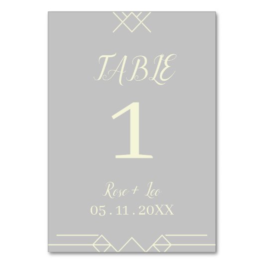 Elegant Silver & Ivory Wedding Table Number テーブルナンバー (正面)