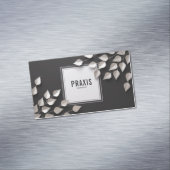 Elegant Silver Leaf Branch Minimalist Black マグネット名刺 (インサイチュ)