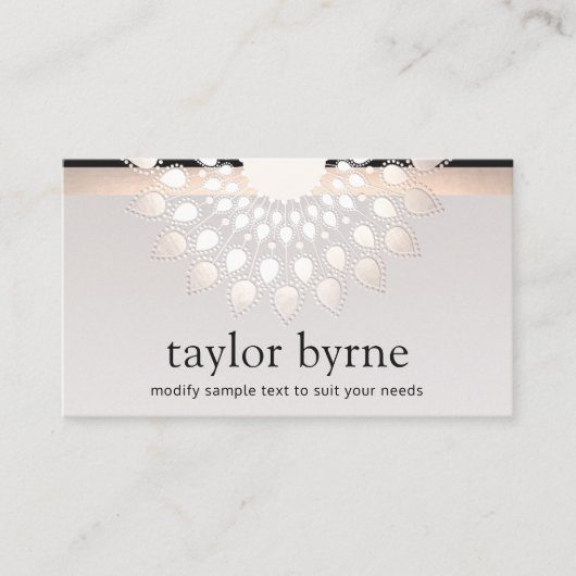 Elegant Silver Lotus Flower Mandala 名刺 (正面)