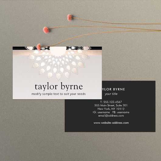 Elegant Silver Lotus Flower Mandala 名刺