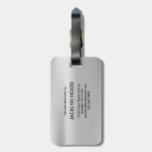 Elegant Silver Metallic Brushed Monogram Initial  ラゲッジタグ (裏面縦)