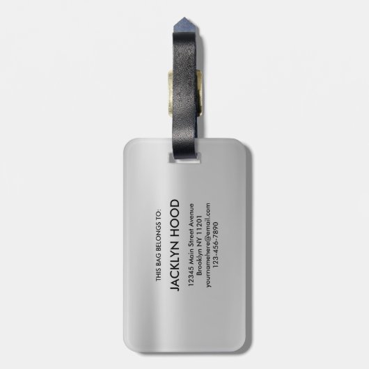 Elegant Silver Metallic Brushed Monogram Initial  ラゲッジタグ (裏面縦)