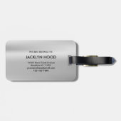 Elegant Silver Metallic Brushed Monogram Initial ラゲッジタグ (裏面横)