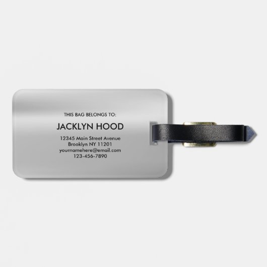 Elegant Silver Metallic Brushed Monogram Initial  ラゲッジタグ (裏面横)