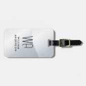 Elegant Silver Metallic Wavey Brushed Monogram ラゲッジタグ (正面横)