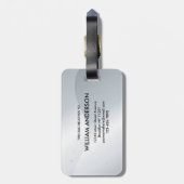 Elegant Silver Metallic Wavey Brushed Monogram ラゲッジタグ (裏面縦)