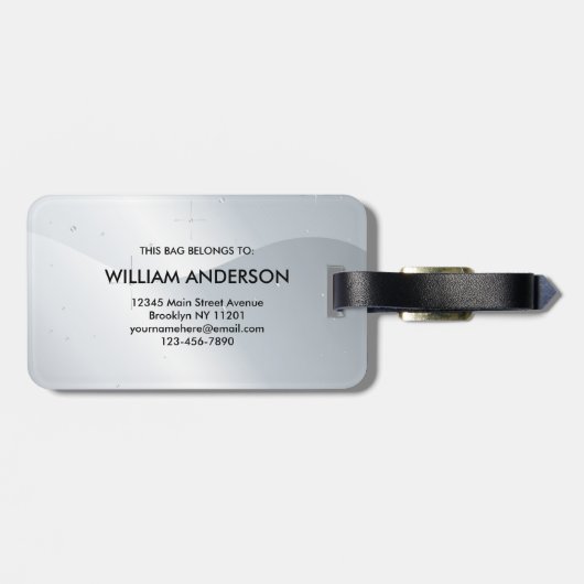 Elegant Silver Metallic Wavey Brushed Monogram ラゲッジタグ (裏面横)