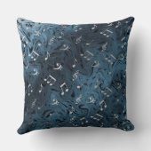 elegant silver music notes in blue throw pillow クッション (裏面)