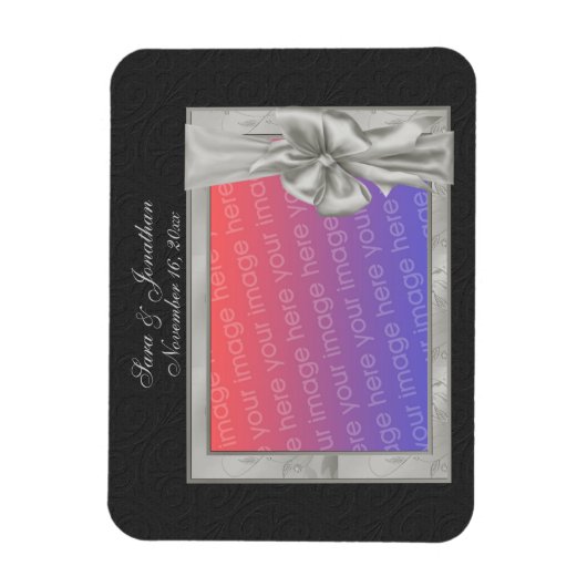 Elegant Silver Photo Frame Personalized Wedding  マグネット (縦)