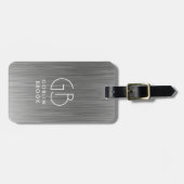 Elegant Silver Rectangular brushed metallic  ラゲッジタグ (正面横)