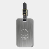 Elegant Silver Rectangular brushed metallic  ラゲッジタグ (正面縦)