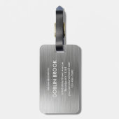 Elegant Silver Rectangular brushed metallic  ラゲッジタグ (裏面縦)